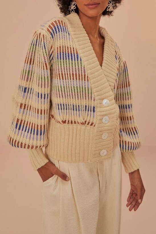 Bold Stitch Knit Cardigan Sweater - Cardigans Farm Rio 