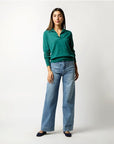 Alida Johnny-Collar Sweater Highland Green Sweater - Crewneck Ann Mashburn 