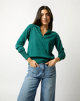 Alida Johnny-Collar Sweater Highland Green