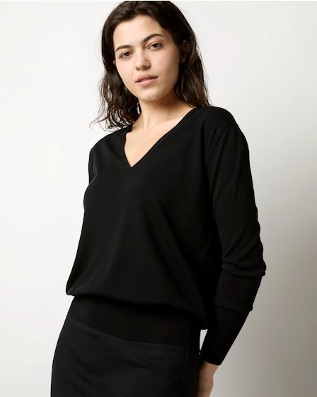 Kate V-Neck Sweater Black Sweater - V-Neck Ann Mashburn 