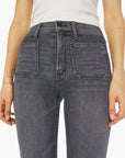 The Patch Pocket Twister Sneak Up in Smoke Denim - Straight Mother 