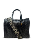 Ella Bag Black Threaded Weave Tote & Satchel Kempton 