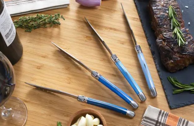 Set of 4 Laguiole Steak Knives Blue Home Decor - Tabletop French Home 