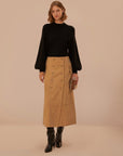 Brown Yoked Midi Skirt Skirts - Midi Farm Rio 