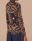 Pineapple Ikat Blue Jersey Blouse Tops - Blouses Farm Rio 