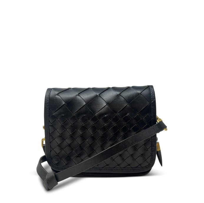 Mini Mia Bag Black Threaded Weave Crossbody Kempton 