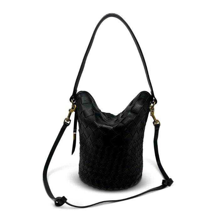 Richmond Bucket Bag Black Threaded Weave Crossbody Kempton 