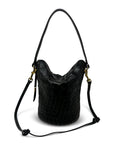 Richmond Bucket Bag Black Threaded Weave Crossbody Kempton 