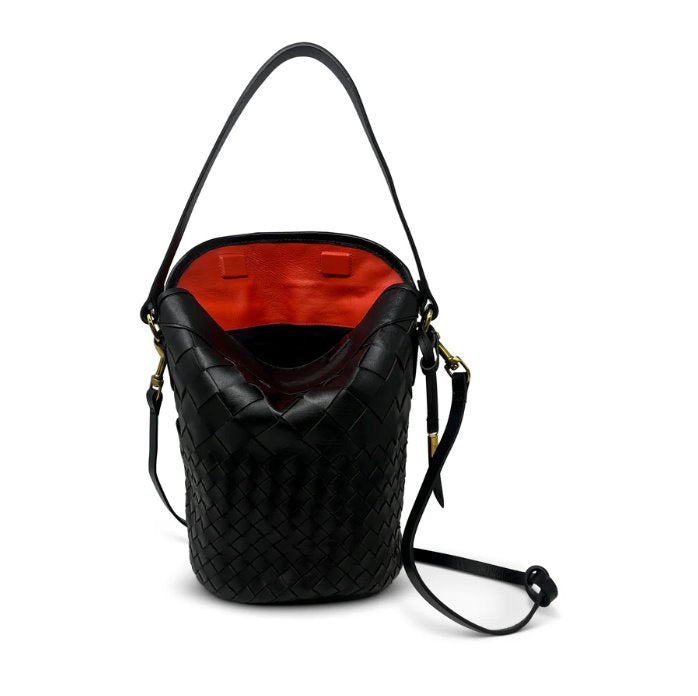 Richmond Bucket Bag Black Threaded Weave Crossbody Kempton 