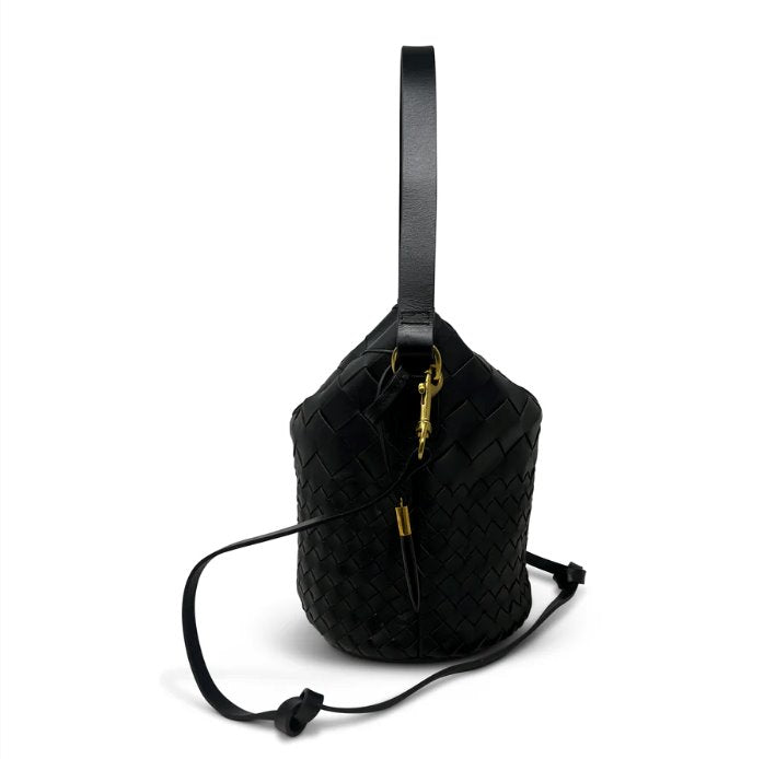 Richmond Bucket Bag Black Threaded Weave Crossbody Kempton 