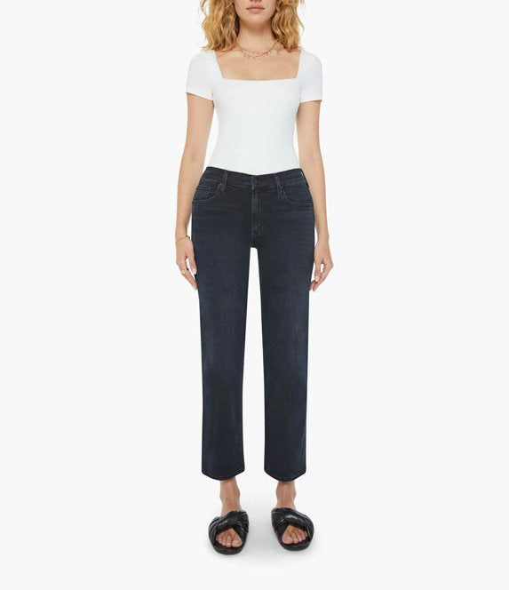 Mid Rise Rambler Zip Ankle Night in Venice Denim - Straight Mother 