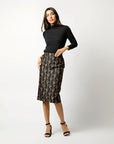 Aurora Skirt Black/Magenta Hummingbird Matelassé Skirts - Midi Ann Mashburn 