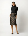 Aurora Skirt Black/Magenta Hummingbird Matelassé Skirts - Midi Ann Mashburn 