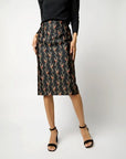 Aurora Skirt Black/Magenta Hummingbird Matelassé Skirts - Midi Ann Mashburn 