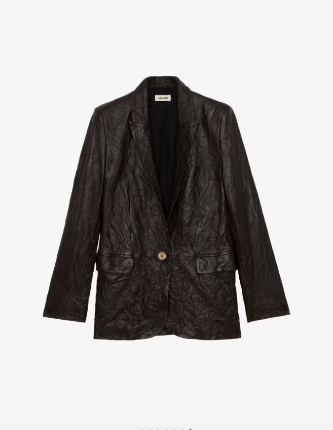 Valse Crinkled Leather Blazer Land