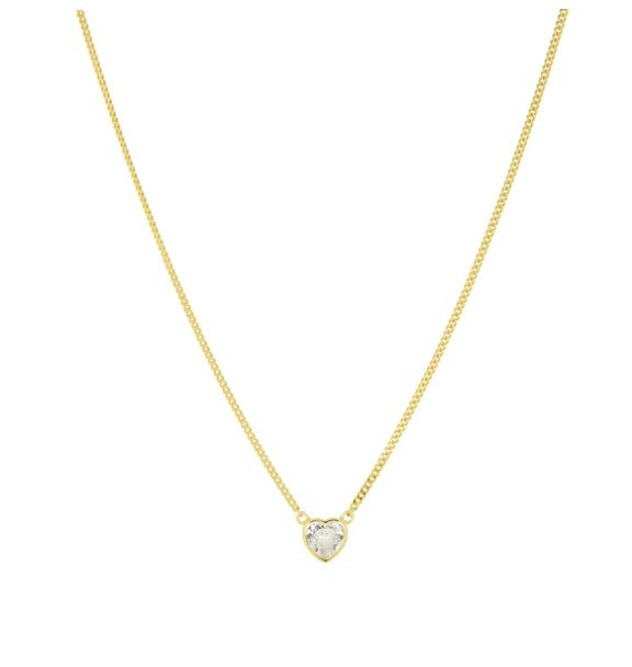 Gold Plated Crystal Heart Necklace Necklaces Marlyn Schiff 