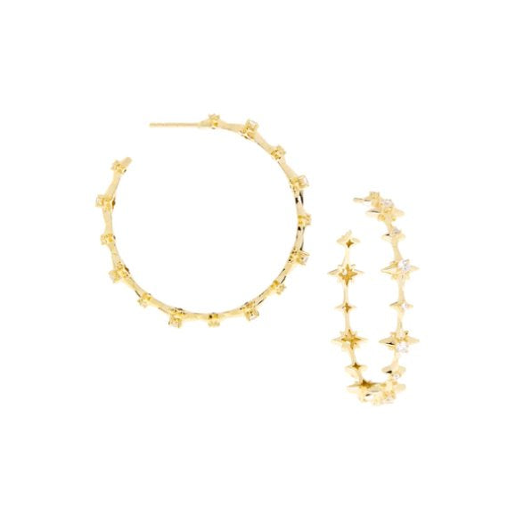 Gold Plated Spiked CZ Hoop Earrings Marlyn Schiff 