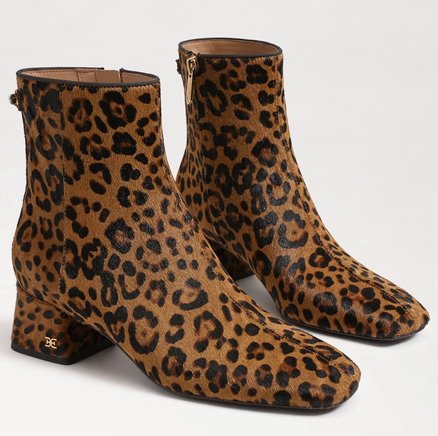 Paige Ankle Bootie Leopard Brahma Hair Leather Boots - Booties Sam Edelman 