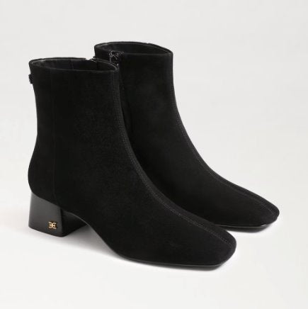 Paige Ankle Bootie Black Suede Boots - Booties Sam Edelman 