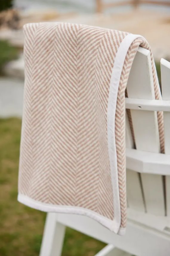 Harborview Herringbone Tan Blanket Midi Home Decor - Towels & Blankets ChappyWrap 