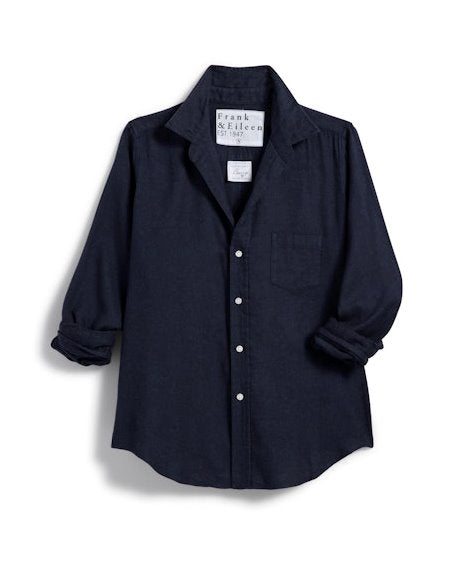 Barry Tailored Button Up Italian Flannel Navy Herringbone Tops - Button Down Frank & Eileen 