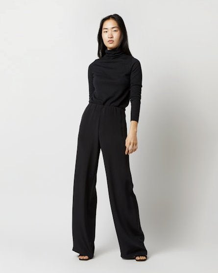 Kelly Pant Black Silk Crepe de Chine Pants - Trousers Ann Mashburn 