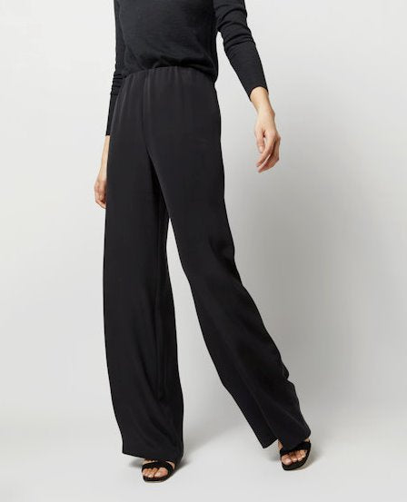 Kelly Pant Black Silk Crepe de Chine Pants - Trousers Ann Mashburn 