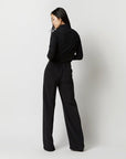 Kelly Pant Black Silk Crepe de Chine Pants - Trousers Ann Mashburn 