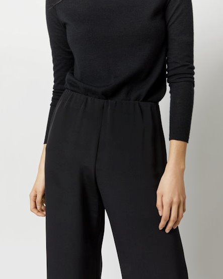 Kelly Pant Black Silk Crepe de Chine Pants - Trousers Ann Mashburn 