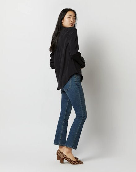 Frill Blouse Black Silk Crepe de Chine Tops - Blouses Ann Mashburn 