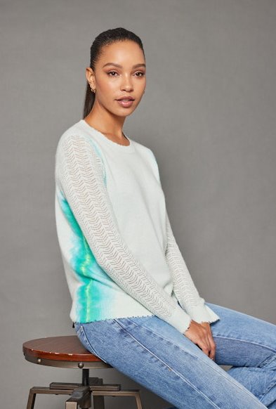 Side By Side Barely Blue Sweater - Crewneck Lisa Todd 