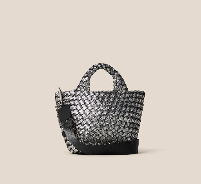 St. Barths Petit Tote Metallic Titanium Tote & Satchel Naghedi 