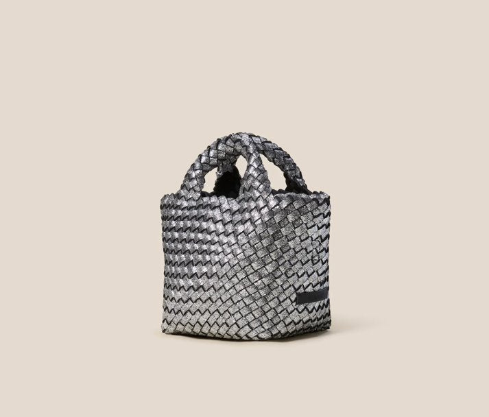 St. Barths Petit Tote Metallic Titanium Tote & Satchel Naghedi 