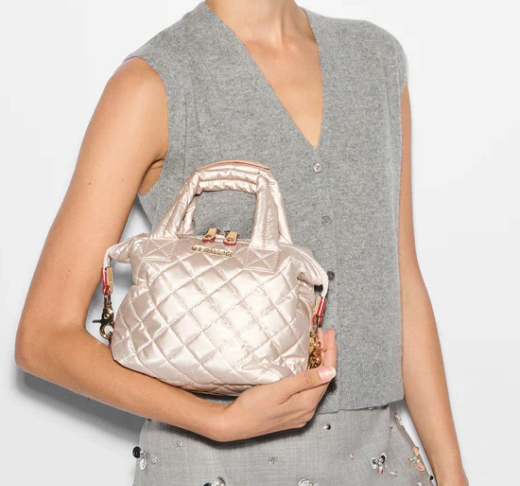 Micro Sutton Pale Rose Gold Metallic Hobo & Shoulder MZ Wallace 