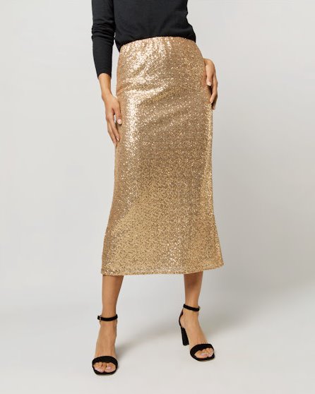 Ruby Skirt Platino Sequin Skirts - Midi Ann Mashburn 