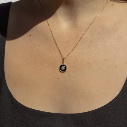 Florence Black Enamel Charm Necklaces Thatch 