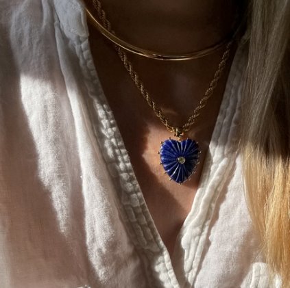 Malene Lapis Heart Bail Charm Necklaces Thatch 