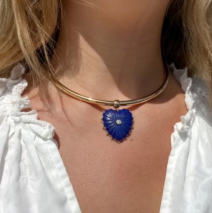 Malene Lapis Heart Bail Charm Necklaces Thatch 