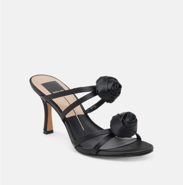 Linzy Onyx Satin Sandals - Heeled Sandals Dolce Vita 