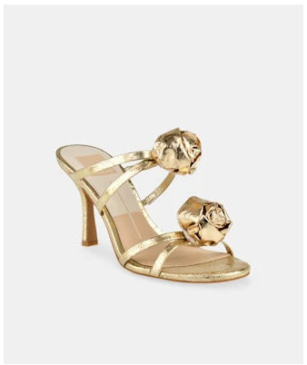 Linzy Gold Crackled Leather Sandals - Heeled Sandals Dolce Vita 