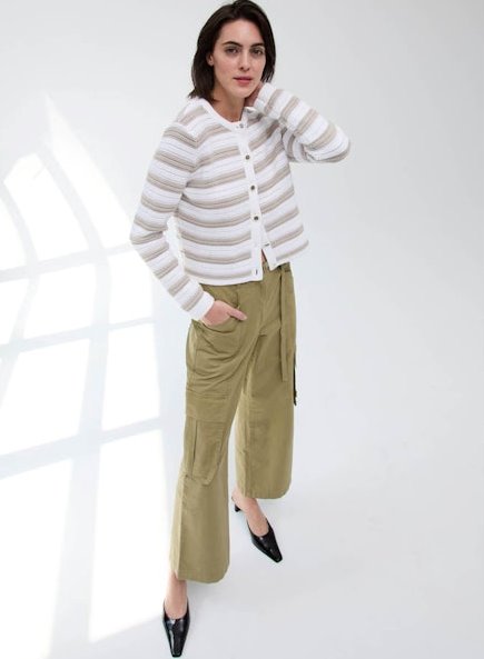 Texture Stripe Jacket Bleach White/Sand Dollar Outerwear - Longsleeve Autumn Cashmere 