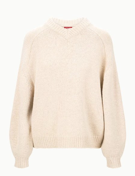 Wilson Sweater Oatmeal Sweater - V-Neck Staud 