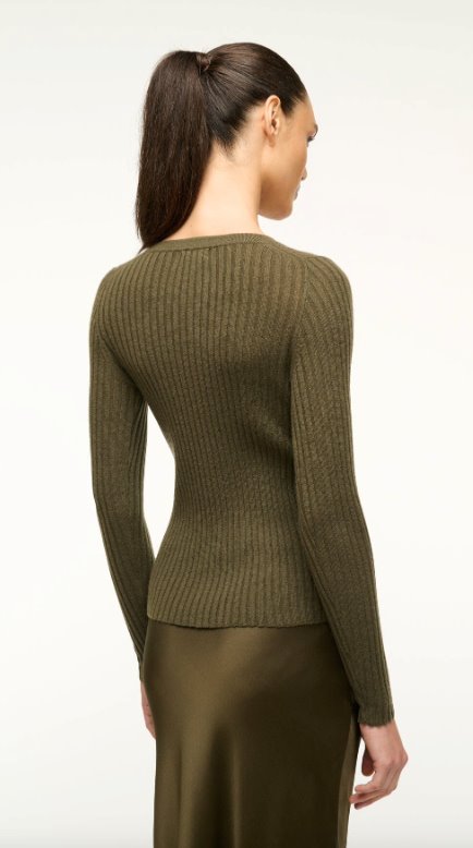 Cargo Cashmere Sweater Dark Olive Sweater - V-Neck Staud 