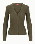 Cargo Cashmere Sweater Dark Olive Sweater - V-Neck Staud 