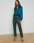 Bianca Band Collar Blouse Deep Teal