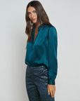 Bianca Band Collar Blouse Deep Teal