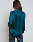 Bianca Band Collar Blouse Deep Teal