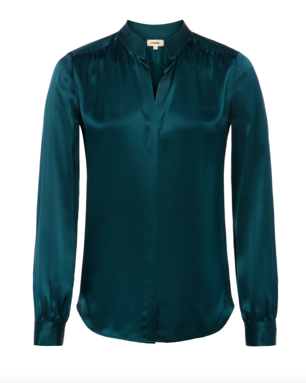 Bianca Band Collar Blouse Deep Teal