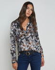 Tyler Long Sleeve Blouse Multi Dark Butterfly