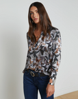 Tyler Long Sleeve Blouse Multi Dark Butterfly